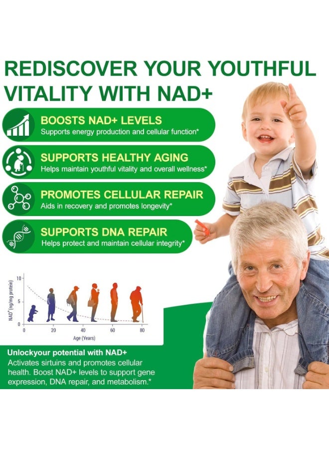 TKTALKER TKTAIKER NAD+ Supplement 2000mg Niacinamide Ribose + Resveratrol 120 Capsules Cellular Revitalizing Anti-Aging Care - Image 5